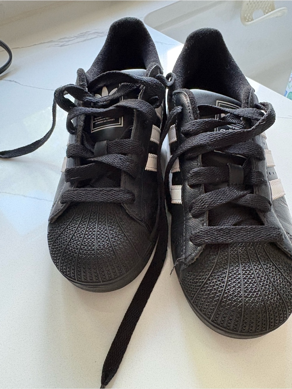 adidas Black Kids Sneakers with White Stripes